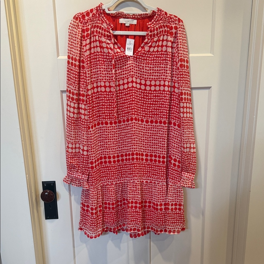 Ann Taylor Loft Red and White Heart Dress Perfect for Valentines!